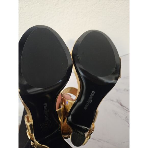 New! KARL LAGERFELD Paris Women's Gold Dress Sandals Size 6.5 - Picture 7 of 9